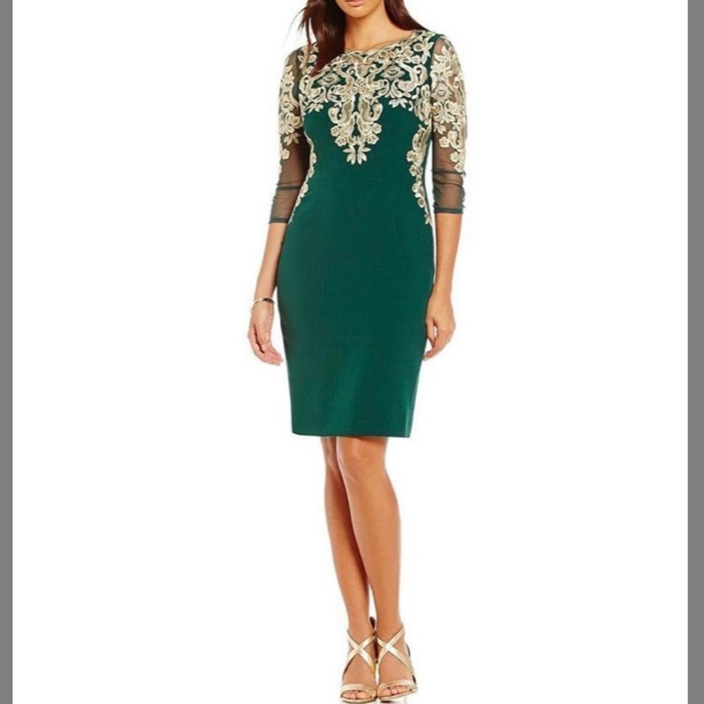 Katherine Kelly Embroidered Dress Green Gold 4